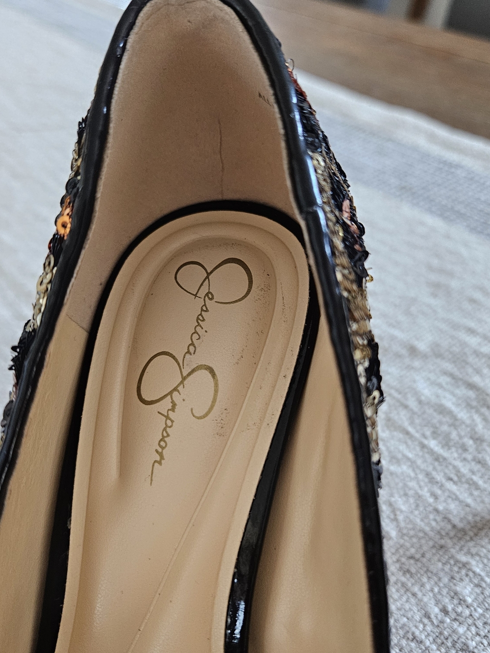 Jessica Simpson Black Gold Copper Sequin Pointed-toe Pumps - Picture 5 of 14